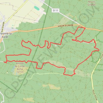 Itinéraire Fontainebleau Cul du Chaudron, distance, dénivelé, altitude, carte, profil, trace GPS