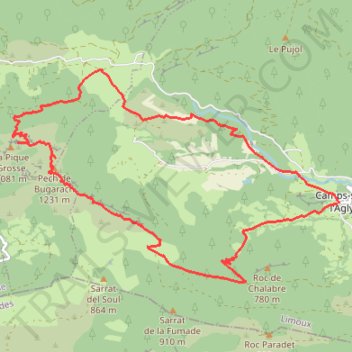 Itinéraire Bugarach de Camps sur Agly par col des Pechines, distance, dénivelé, altitude, carte, profil, trace GPS