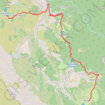 Itinéraire Roche Plate - Marla, distance, dénivelé, altitude, carte, profil, trace GPS