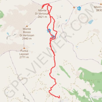 Itinéraire Monte Vertosan, distance, dénivelé, altitude, carte, profil, trace GPS