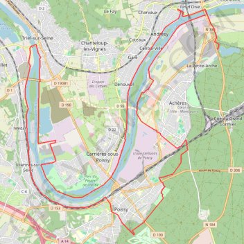 Itinéraire Conflans - Triel - Seine, distance, dénivelé, altitude, carte, profil, trace GPS