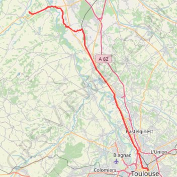 Itinéraire Montain - Toulouse, distance, dénivelé, altitude, carte, profil, trace GPS