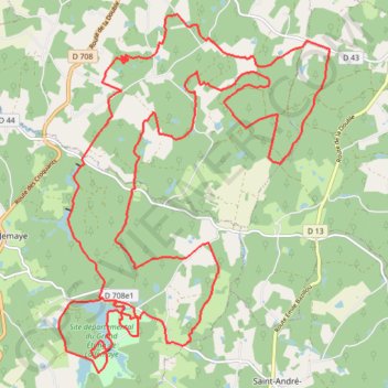 Itinéraire La Jemaye 36 kms, distance, dénivelé, altitude, carte, profil, trace GPS