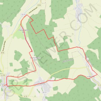 Itinéraire Les Vergers de Champcharme, distance, dénivelé, altitude, carte, profil, trace GPS