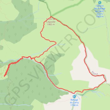 Itinéraire Soum de la Hourquette de Larry, Pet de Labigne, Soum de Lagaube, distance, dénivelé, altitude, carte, profil, trace GPS