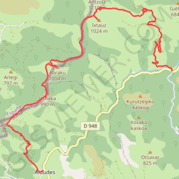 Itinéraire Urrichka, Abraku, Ichtauz les 3 sommets, distance, dénivelé, altitude, carte, profil, trace GPS