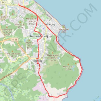 Itinéraire 🚶 Trace Cayenne a Remire-Montjoly, distance, dénivelé, altitude, carte, profil, trace GPS
