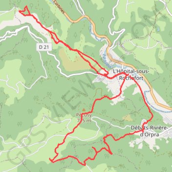 Itinéraire L'Hopital Sous Rochefort, distance, dénivelé, altitude, carte, profil, trace GPS
