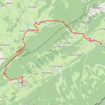 Itinéraire Outhe - Foncine-le-Haut, distance, dénivelé, altitude, carte, profil, trace GPS