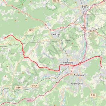 Itinéraire Granges/Dampierre VAE, distance, dénivelé, altitude, carte, profil, trace GPS