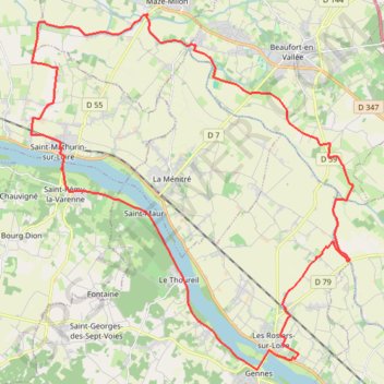 Itinéraire Loire-Marais-Authion, distance, dénivelé, altitude, carte, profil, trace GPS