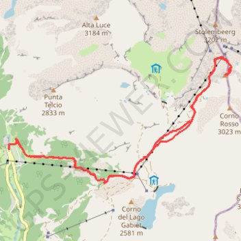Itinéraire Corno del Camoscio, distance, dénivelé, altitude, carte, profil, trace GPS