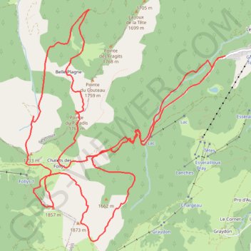 Itinéraire Les Raies des Follys, distance, dénivelé, altitude, carte, profil, trace GPS