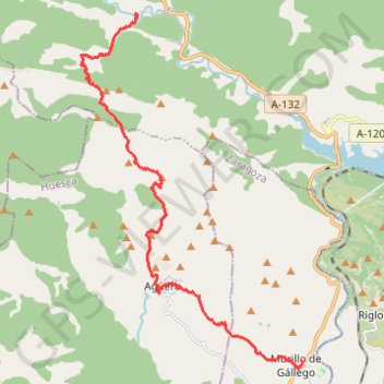 Itinéraire Traversée Villalangua - Murillo de Gallego, distance, dénivelé, altitude, carte, profil, trace GPS