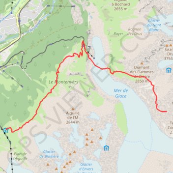 Itinéraire Plan de L'Aiguille - Refuge du Couvercle, distance, dénivelé, altitude, carte, profil, trace GPS