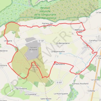 Itinéraire Le mont de Doville, distance, dénivelé, altitude, carte, profil, trace GPS