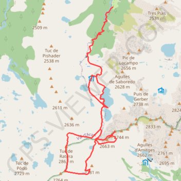 Itinéraire Tuc de Ratera, tuc del Bergús, tuc de Crabes, punta Estasen depuis Saboredo, distance, dénivelé, altitude, carte, profil, trace GPS