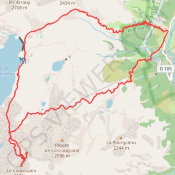 Itinéraire Pic Cadier, Courouaou et Lac de Migouléou, distance, dénivelé, altitude, carte, profil, trace GPS