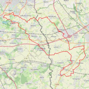 Itinéraire De Villeneuve-d'Ascq à Rumes par Tournai, distance, dénivelé, altitude, carte, profil, trace GPS