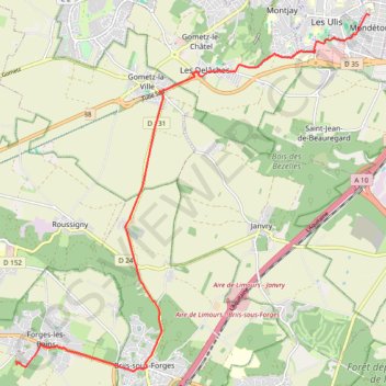Itinéraire Forges-les-Bains - Mondétour, distance, dénivelé, altitude, carte, profil, trace GPS