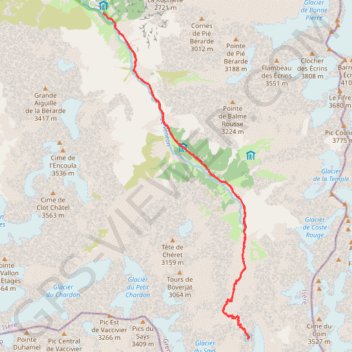 Itinéraire La Bérarde - refuge de la pilatte, distance, dénivelé, altitude, carte, profil, trace GPS