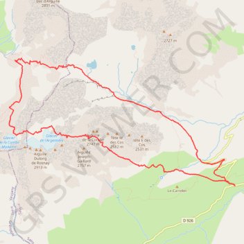 Itinéraire Traversée Aiguilles d'Argentière, distance, dénivelé, altitude, carte, profil, trace GPS