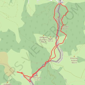 Itinéraire Autza depuis col d'Ispeguy, distance, dénivelé, altitude, carte, profil, trace GPS