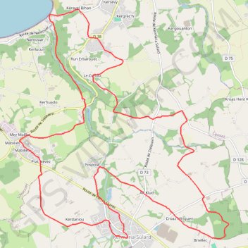 Itinéraire Autour de Kermaria-Sulard, distance, dénivelé, altitude, carte, profil, trace GPS