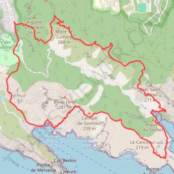 Itinéraire Marseille Baumettes - Sormiou Morgiou, distance, dénivelé, altitude, carte, profil, trace GPS