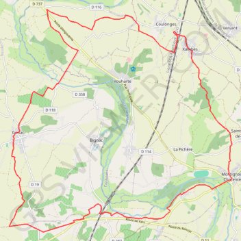 Itinéraire Genac 33 kms, distance, dénivelé, altitude, carte, profil, trace GPS
