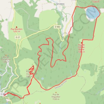 Itinéraire Lac de Servières par le col du Guéry, distance, dénivelé, altitude, carte, profil, trace GPS