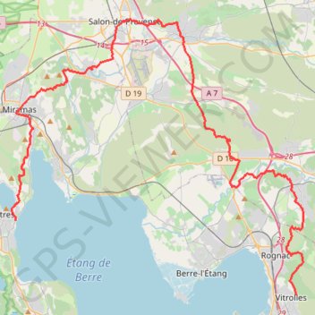 Itinéraire GR Randonnée de Istres à Vitrolles (Bouches-du-Rhône), distance, dénivelé, altitude, carte, profil, trace GPS
