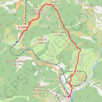 Itinéraire GR52A Vievola - Tende, distance, dénivelé, altitude, carte, profil, trace GPS