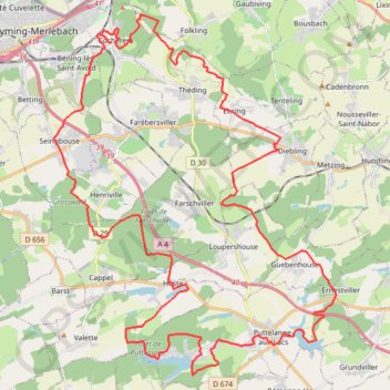 Itinéraire Randonnée au Pays des Lacs - Puttelange aux Lacs, distance, dénivelé, altitude, carte, profil, trace GPS