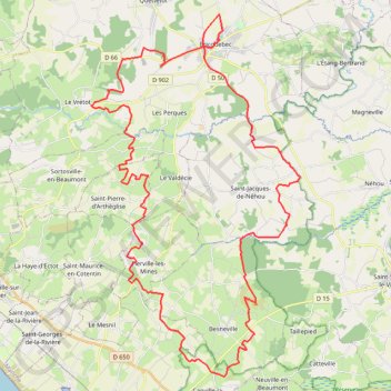 Itinéraire Rando des Donjons - Bricquebec, distance, dénivelé, altitude, carte, profil, trace GPS