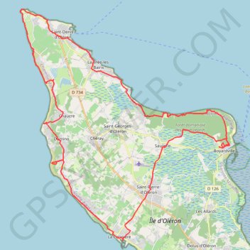Itinéraire Demi-tour de l'Île d'Oléron, distance, dénivelé, altitude, carte, profil, trace GPS