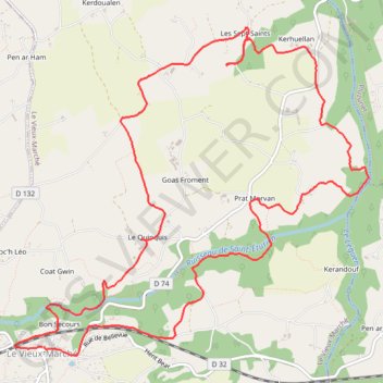 Itinéraire Vieux-Marché - Les Sept-Saints, distance, dénivelé, altitude, carte, profil, trace GPS