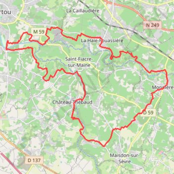 Itinéraire Sèvre et Maine - Monnières, distance, dénivelé, altitude, carte, profil, trace GPS