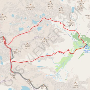 Itinéraire Cambalès, Aragon, Grande Fache depuis le refuge Wallon, distance, dénivelé, altitude, carte, profil, trace GPS
