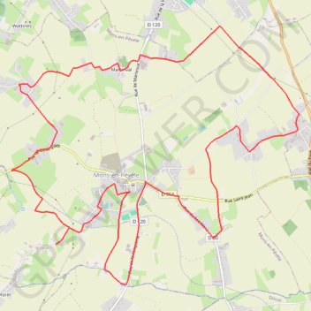 Itinéraire Circuit des Chapelles - Mons-en-Pévèle, distance, dénivelé, altitude, carte, profil, trace GPS