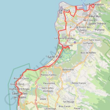 Itinéraire Circuit 1 Rando Vélo: Possession-St Gilles, distance, dénivelé, altitude, carte, profil, trace GPS