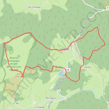 Itinéraire PR-Valadon - Cherfoy, distance, dénivelé, altitude, carte, profil, trace GPS