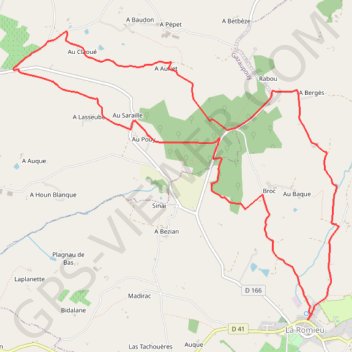 Itinéraire Les palombières du Broustès - La Romieu, distance, dénivelé, altitude, carte, profil, trace GPS