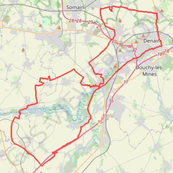 Itinéraire Denain Etreux, distance, dénivelé, altitude, carte, profil, trace GPS