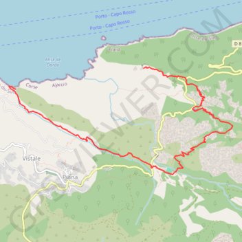 Itinéraire Calanches de Piana, distance, dénivelé, altitude, carte, profil, trace GPS