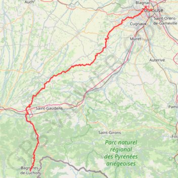 Itinéraire Cirkwi-GR®86__DE_TOULOUSE_À_LUCHON_, distance, dénivelé, altitude, carte, profil, trace GPS