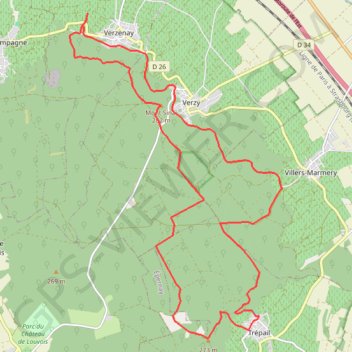 Itinéraire Les Faux de Verzy, distance, dénivelé, altitude, carte, profil, trace GPS