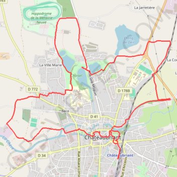Itinéraire Châteaubriand, distance, dénivelé, altitude, carte, profil, trace GPS