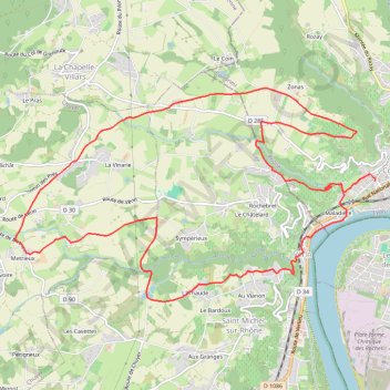 Itinéraire Autour de Condrieu, distance, dénivelé, altitude, carte, profil, trace GPS