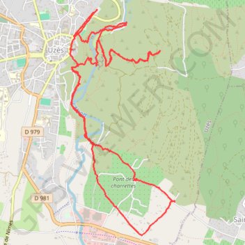 Itinéraire Les gorges d'alzon - Uzes, distance, dénivelé, altitude, carte, profil, trace GPS